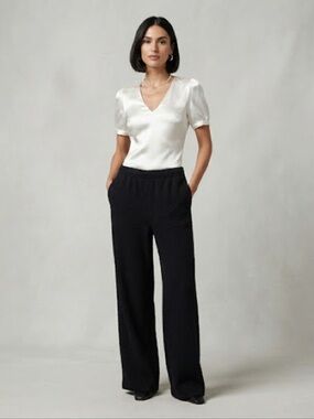 GLG Textured Black Wide Leg Pant